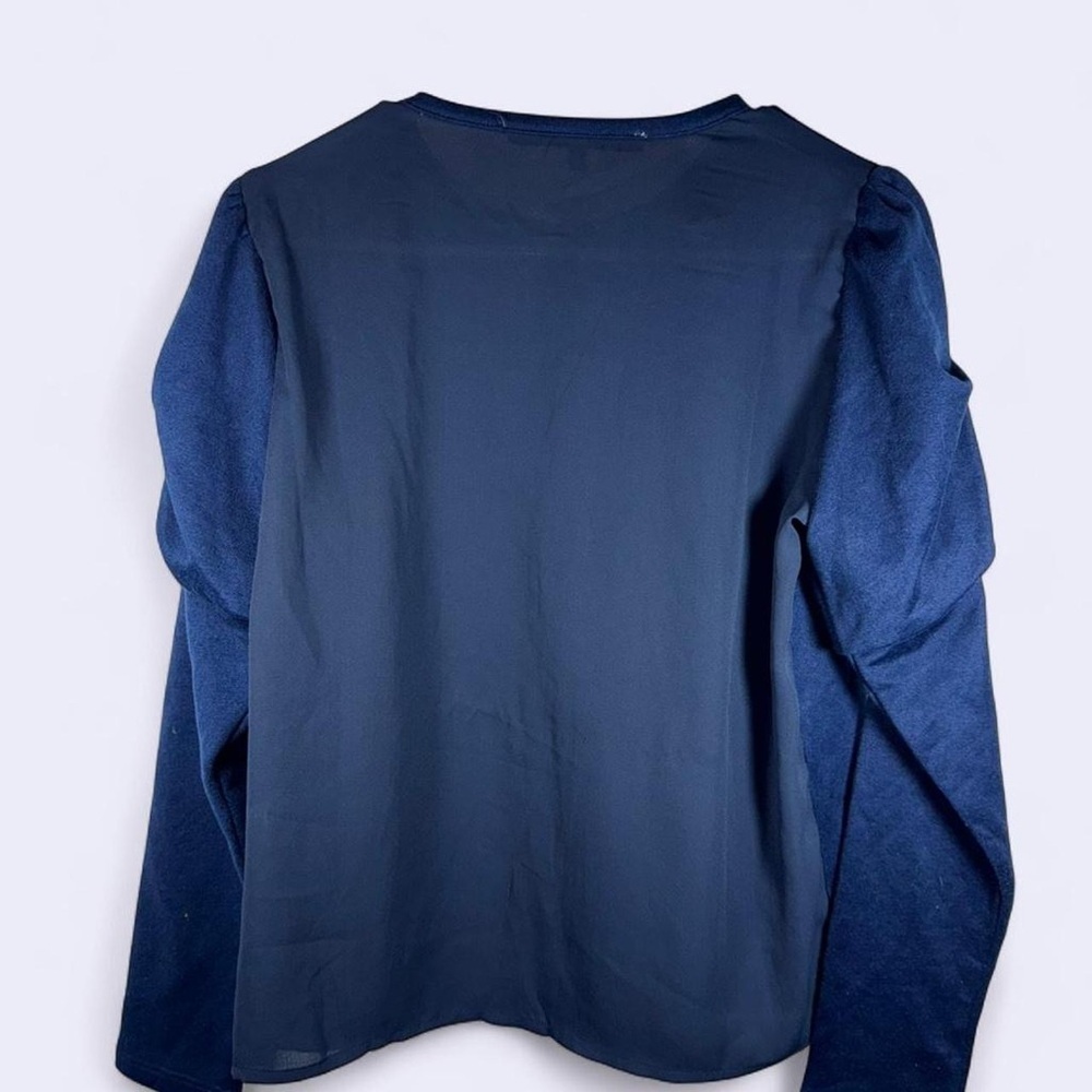 Collective Concepts Dark Blue Puff Sleeve Top - Picture 4 of 6